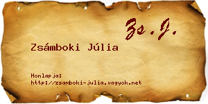 Zsámboki Júlia névjegykártya
